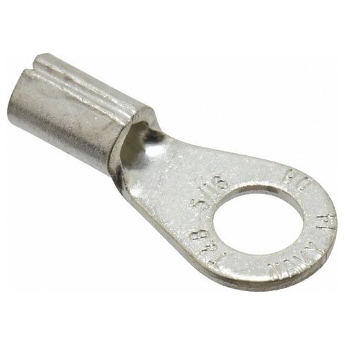 Main product image of Round Ring Terminal, Non-Insulated, 8 AWG, Crimp 1.32" Long, 0.59" Wide, Red (Pack of 25), D8-516
