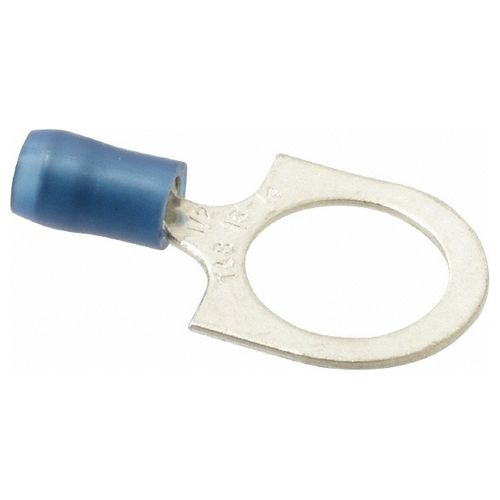 Main product image of D Shaped Ring Terminal, Non-Insulated, 18 to 14 AWG, Crimp 1.06" Long, Blue (Pack of 100), B14-12