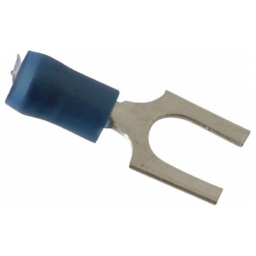 Main product image of Fork Terminal Blue, Nylon, Partially Insulated, #1/4" Stud, Crimp 600V (Pack of 100), RB14-14F