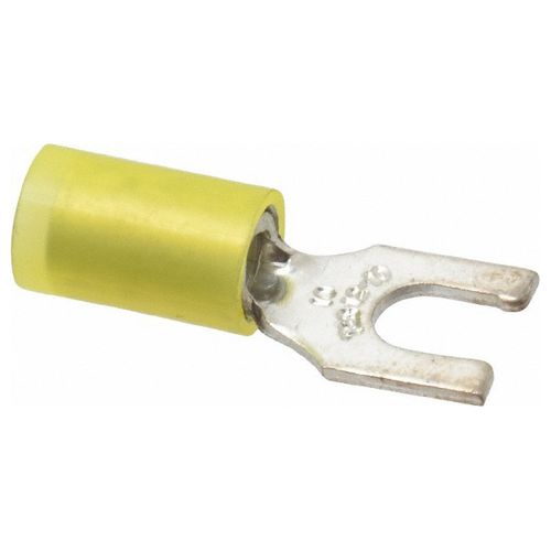 Main product image of Locking Fork Terminal, Yellow, Nylon, Partially Insulated, #10 Stud, Crimp 600V (Pack of 50), RC10-10FL