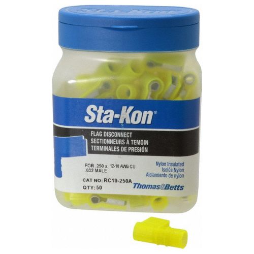 Main product image of Female Wire Disconnect, Yellow, Nylon, 12-10 AWG, 1/4" Tab, (Pack of 50), RC10-250A