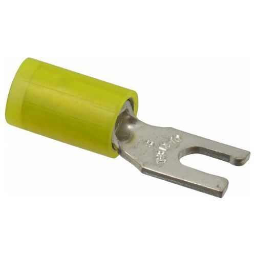 Main product image of Locking Fork Terminal, Yellow, Nylon, Partially Insulated, #6 Stud, Crimp 600V (Pack of 50), RC10-6FL