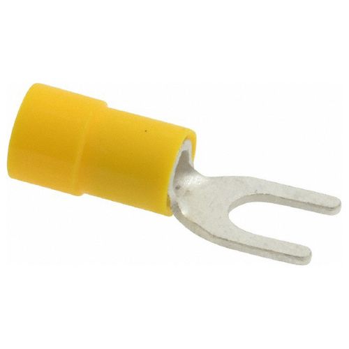 Main product image of Fork Terminal Yellow, Vinyl, Partially Insulated, #10 Stud, Crimp 600V (Pack of 75), TV10-10F-XV