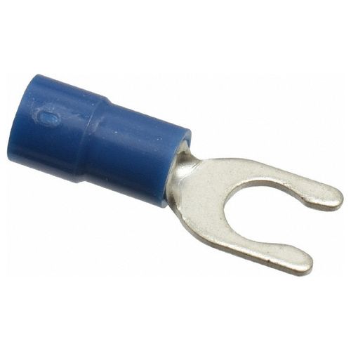 Main product image of Locking Fork Terminal, Blue, Vinyl, Partially Insulated, #10 Stud, Crimp 600V (Pack of 75), TV14-10LF-XV