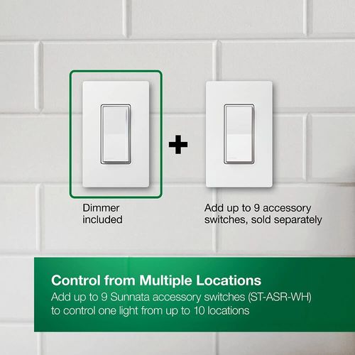 Main product image of Sunnata LED+ Dimmer Switch, 150W LED, Single Pole/Multi-Location, No Neutral Required,120V,STCL-153M-WH, (W)