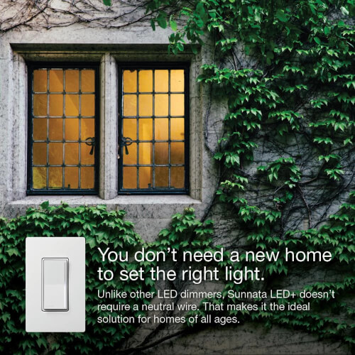 Main product image of Sunnata LED+ Dimmer Switch and Accessory Switch, 3-Way Kit, 150W LED, No Neutral Required,120V, STCL-153MRH-WH, White