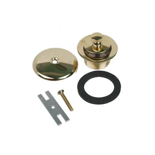 Main product image of Bathtub Lift & Turn Drain w/ Single-Hole Overflow Plate (Polished Brass)