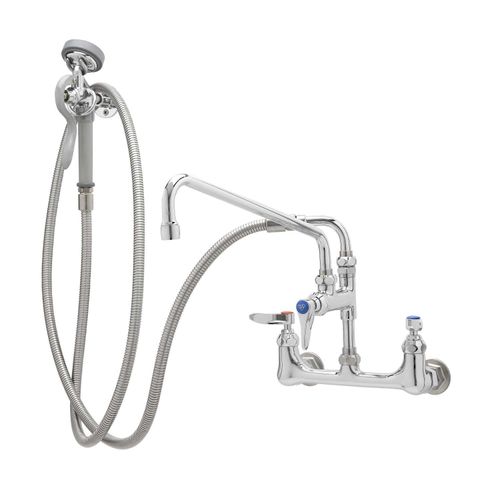 Main product image of Spray Assembly, 8" Wall Mount Base, 12" Add-on Faucet, 104" Hose & Angled Spray Valve, B-0175