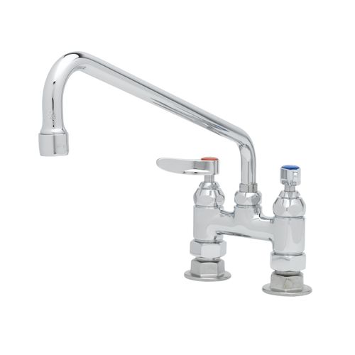 Main product image of Double Pantry Faucet, Deck Mount, 4" Centers, 12" Swing Nozzle (062x), Lever Handles, B-0225
