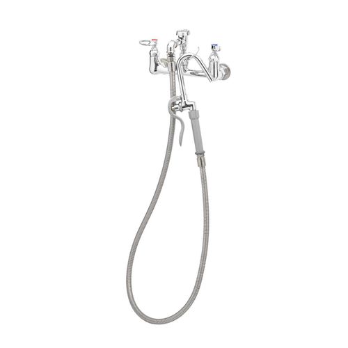 Main product image of Pot Filler, Wall Mount, 8" Centers, Vacuum Breaker, 68" Hose w/ Self-closing Hook Nozzle, B-0610