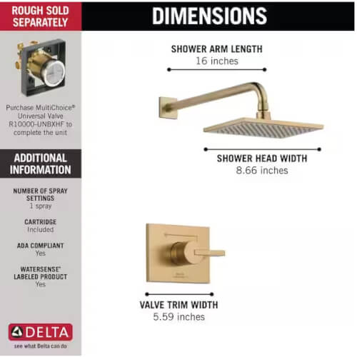 T14259BL Delta T14259BL Trinsic Monitor 14 Series Shower Trim