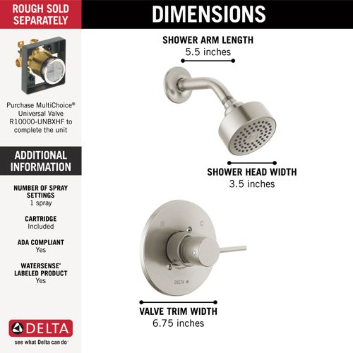 Main product image of Modern Monitor 14 Series Shower Trim, T14259-SS-PP (Stainless)