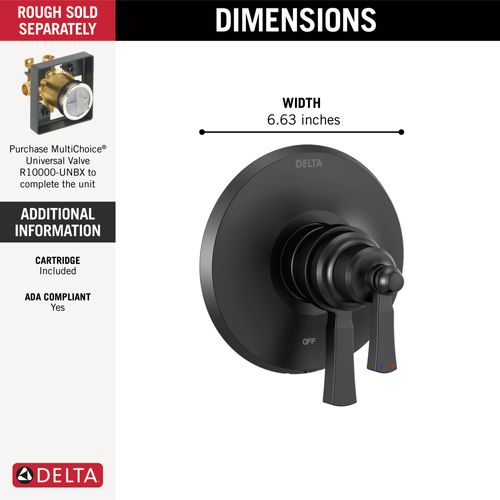 Main product image of Dorval Monitor 17 Series Valve Trim Only (Matte Black), T17056-BL