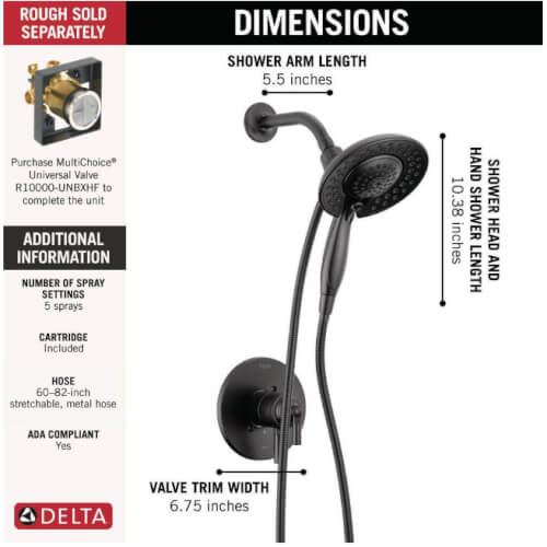Main product image of Saylor Monitor 17 Series Shower Trim w/ In2ition (Matte Black), T17235-BL-I