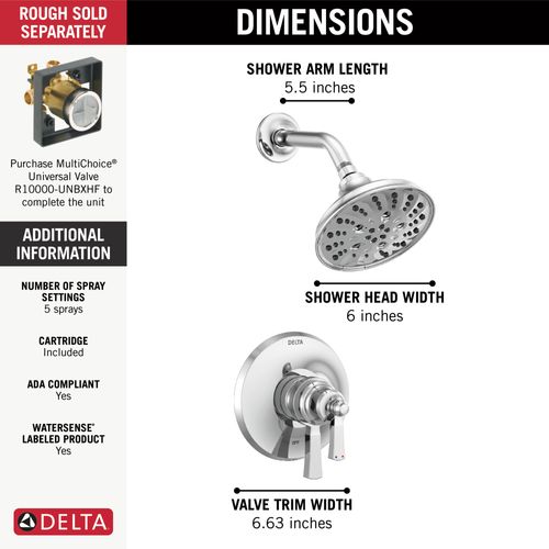 Main product image of Dorval Monitor 17 Series Shower Trim, 1.75 GPM (Chrome), T17256