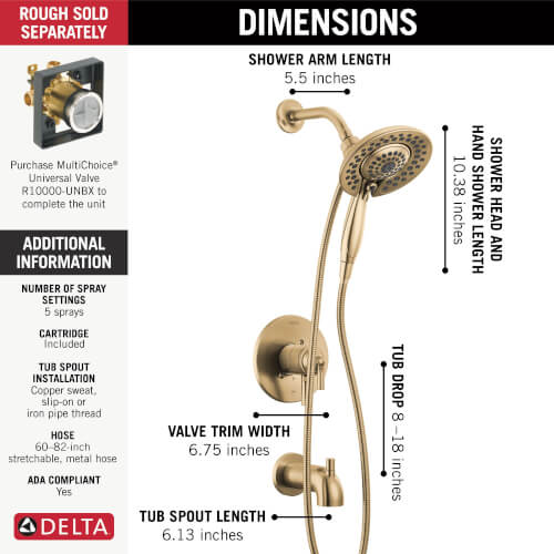 Main product image of Saylor Monitor 17 Series Tub & Shower Trim w/ In2ition (Champagne Bronze), T17435-CZ-I