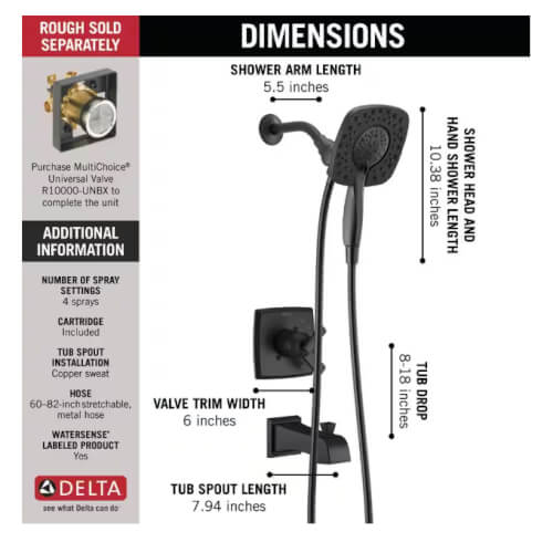 Main product image of Ashlyn Monitor 17 Series Tub and Shower Trim w/ In2ition (Matte Black), T17464-BL-I