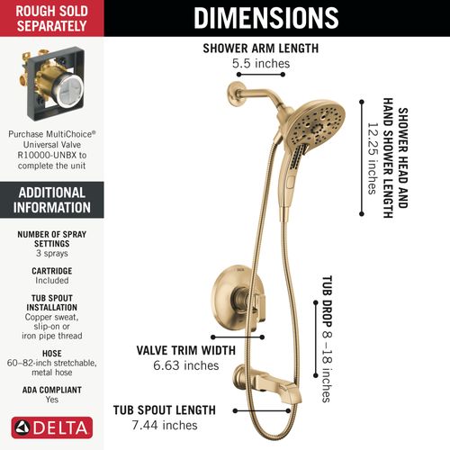 Main product image of Tetra 17 Series Tub Shower Trim (Lumicoat Champagne Bronze), T17489-CZ-PR