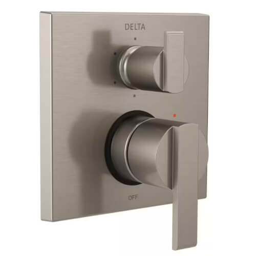 Main product image of Ara Angular Modern Monitor 14 Series Valve Trim w/ 6-Setting Diverter (Stainless Steel), T24967-SS