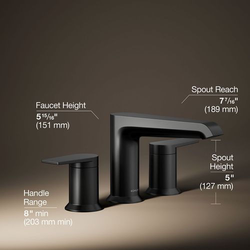 Main product image of Hint Two Handle Deck Mount Bathroom Faucet, Trim Only (Matte Black), K-T25740-4-BL