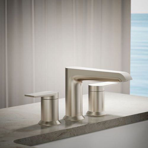 Main product image of Hint Two Handle Deck Mount Bathroom Faucet, Trim Only (Brushed Nickel), K-T25740-4-BN