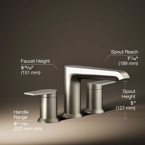 Main product image of Hint Two Handle Deck Mount Bathroom Faucet, Trim Only (Brushed Nickel), K-T25740-4-BN