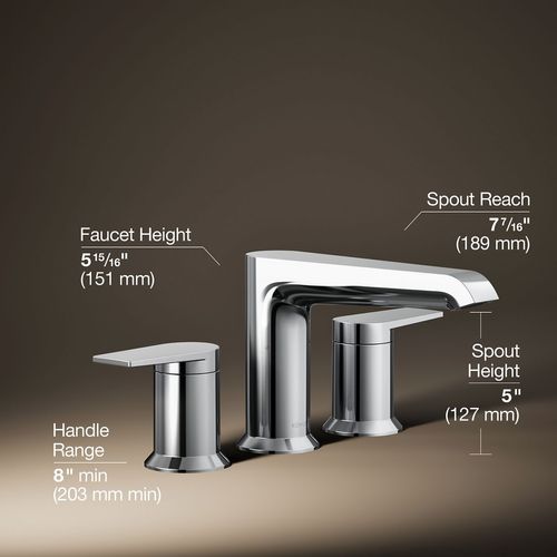Main product image of Hint Two Handle Deck Mount Bathroom Faucet, Trim Only (Polished Chrome), K-T25740-4-CP