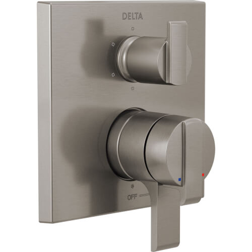 Main product image of Ara Angular Modern Monitor 17 Series Valve Trim w/ 6-Setting Diverter (Stainless Steel), T27967-SS
