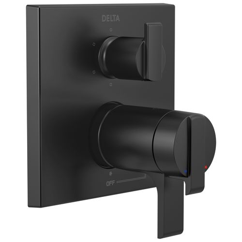 Main product image of Ara Angular Modern TempAssure 17T Series Valve Trim with 6-Setting Integrated Diverter (Matte Black), T27T967-BL