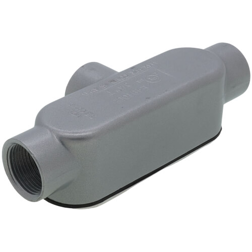 3/4" Threaded T Type Rigid Conduit Body with Cover & Gasket - Aluminum