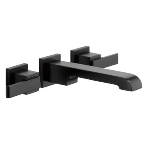 Main product image of Ara Two Handle Wall Mount Bathroom Faucet (Matte Black), T3567LF-BLWL