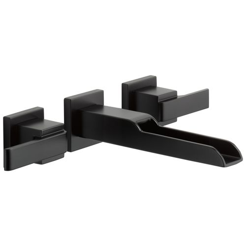 Main product image of Ara Two Handle Wall Mount Channel Bathroom Faucet Trim, 1.20 GPM (Matte Black), T3568LF-BLWL