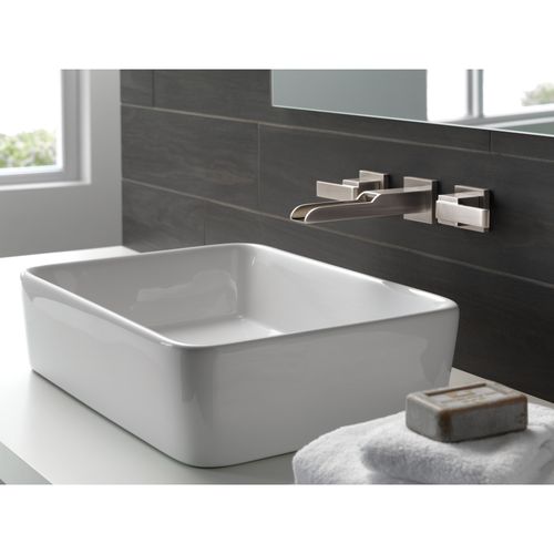 Main product image of Ara Two Handle Wall Mount Channel Bathroom Faucet Trim, 1.20 GPM (Stainless), T3568LF-SSWL