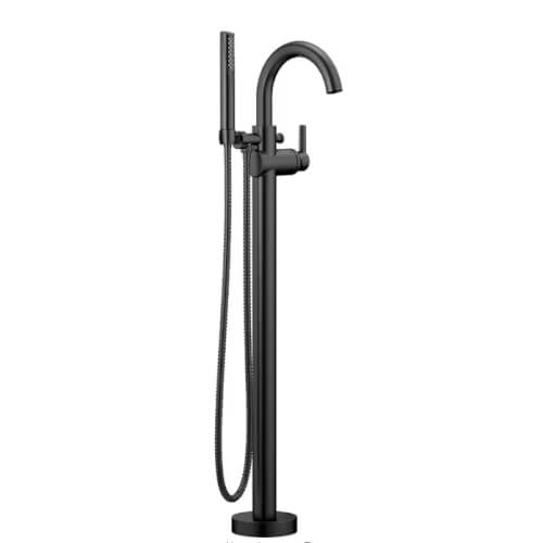 Main product image of Trinsic Single Handle Floor Mount Tub Filler Trim w/ Hand Shower (Matte Black), T4759-BLFL