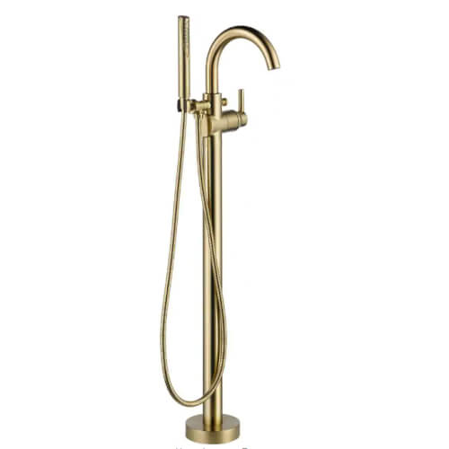 Main product image of Trinsic Single Handle Floor Mount Tub Filler Trim w/ Hand Shower (Champagne Bronze), T4759-CZFL