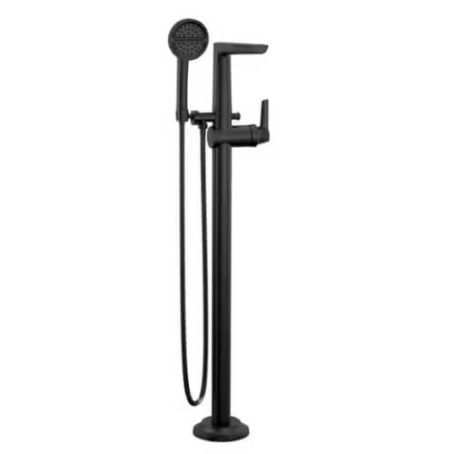 Main product image of Galeon Single Handle Floor Mount Tub Filler Trim w/ Hand Shower (Matte Black), T4771-BLFL