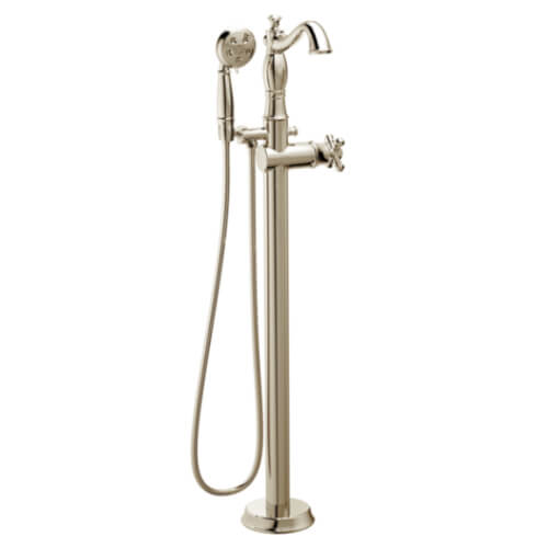 Main product image of Cassidy Single Handle Floor Mount Tub Filler Trim w/ Hand Shower, No Handles Included (Polished Nickel), T4797-PNFL-LHP