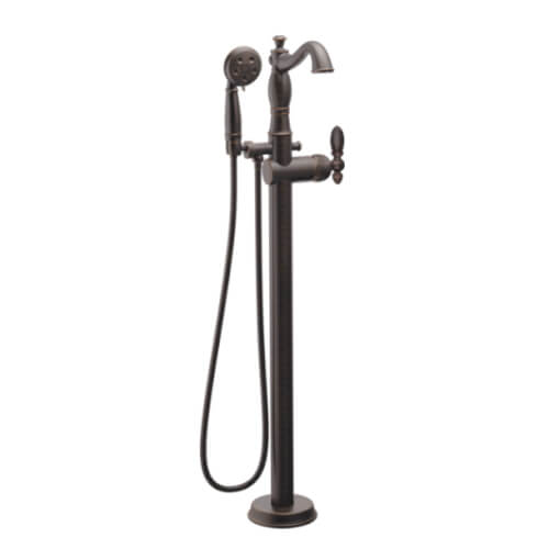 Main product image of Cassidy Single Handle Floor Mount Tub Filler Trim w/ Hand Shower, No Handles Included (Venetian Bronze), T4797-RBFL-LHP