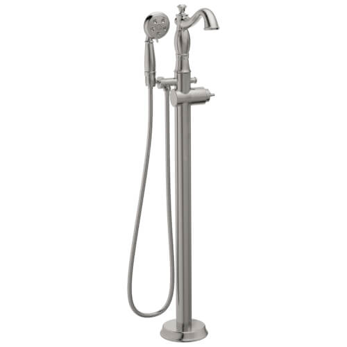 Main product image of Cassidy Single Handle Floor Mount Tub Filler Trim w/ Hand Shower, No Handles Included (Stainless Steel), T4797-SSFL-LHP