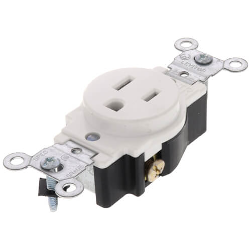 T5015-W - Leviton T5015-W - Tamper Resistant Single Receptacle Outlet ...