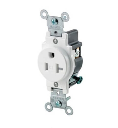 Leviton White Tamper Resistant Single Outlet Receptacle 20a T5020-w for sale online 
