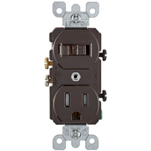 T5225 Leviton T5225 Duplex Style Single Pole Switch/Receptacle, 15A Brown (120V)