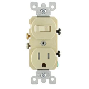 Main product image of Combination Tamper Resistant Duplex Receptacle/Switch - Ivory (15A, 120V, 1P)
