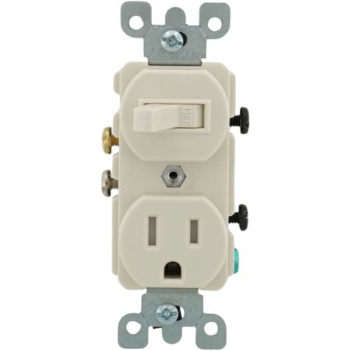 Main product image of Combination Tamper Resistant Duplex Receptacle/Switch - Light Almond (15A, 120V, 1P)