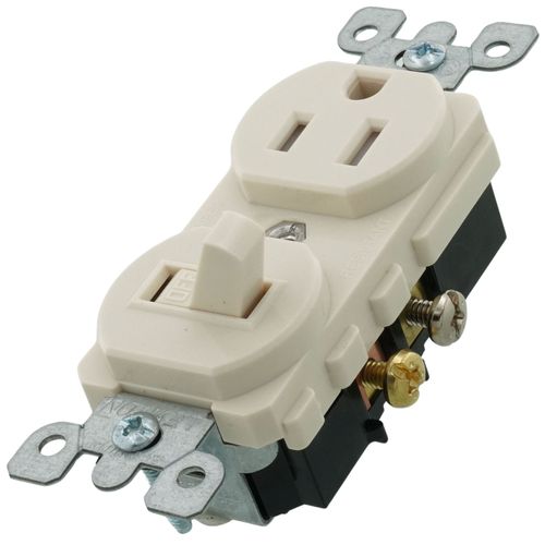 Main product image of Combination Tamper Resistant Duplex Receptacle/Switch - Light Almond (15A, 120V, 1P)