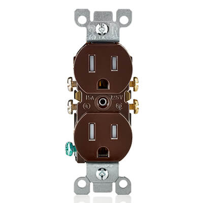 Main product image of Tamper-Resistant Duplex Receptacle w/ Quickwire Push-In & Side Wire, 2P, 15A, NEMA 5-15R - Brown (125V)