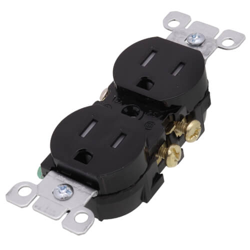 Main product image of Tamper-Resistant Duplex Receptacle w/ Quickwire Push-In & Side Wire, 2P, 15A, NEMA 5-15R - Black (125V)