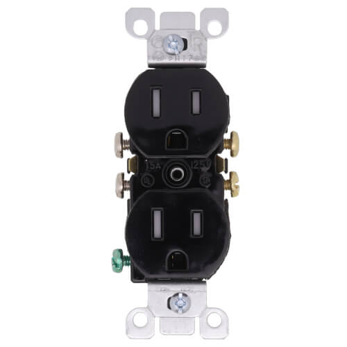 Main product image of Tamper-Resistant Duplex Receptacle w/ Quickwire Push-In & Side Wire, 2P, 15A, NEMA 5-15R - Black (125V)