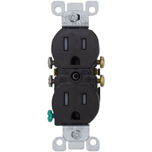 Main product image of Tamper-Resistant Duplex Receptacle w/ Quickwire Push-In & Side Wire, 2P, 15A, NEMA 5-15R - Brown (125V)