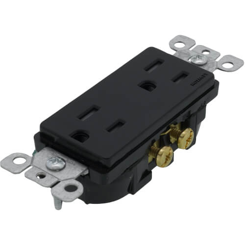 Main product image of Decora Tamper-Resistant Duplex Receptacle w/ Quickwire Push-In & Side Wire, 2P, 15A, NEMA 5-15R - Black (125V)